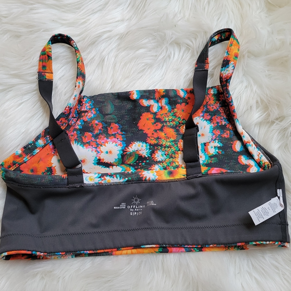 Offline by Aerie Sports Bra Blurred Floral Adjustable - small - Picture 7 of 8